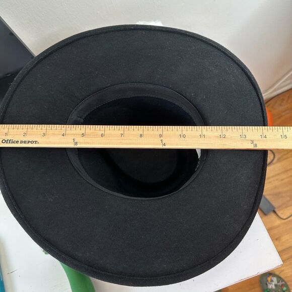 NWOT Sturdy Black Teardrop Round Wide Brim Wool Fedora Unisex - Picture 15 of 15